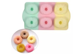 Molde silicona tricolor 6 donas decoradas 